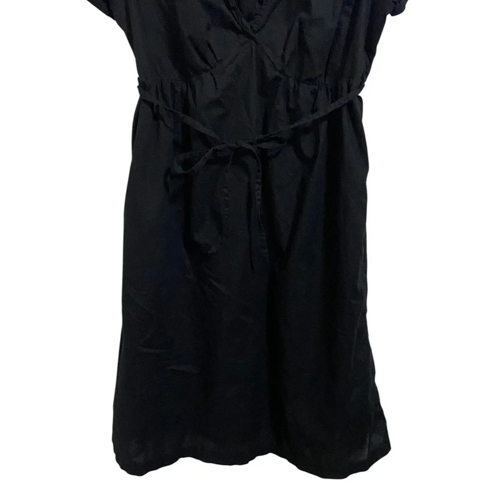 Converse One Star Black Short Sleeve Wrap Dress Ruffle‎ Trim Tie Waist Edgy M